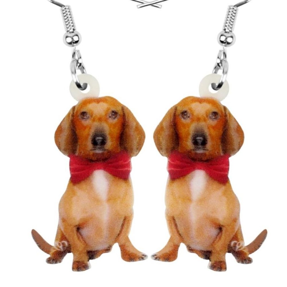 dachshund Weiner Dog Mama Fur Baby Drop Earrings